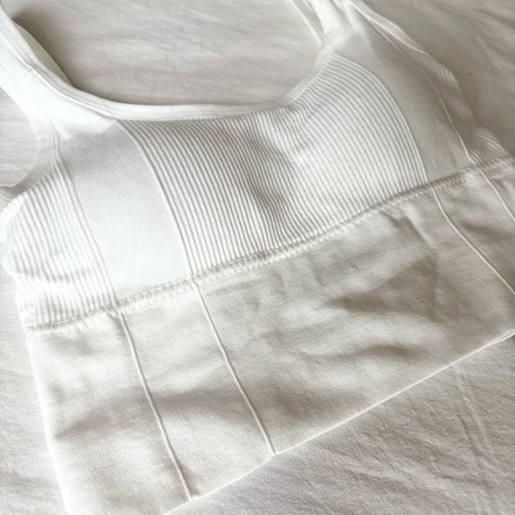 White Ribbed Women's Top - Picture 2 of 5